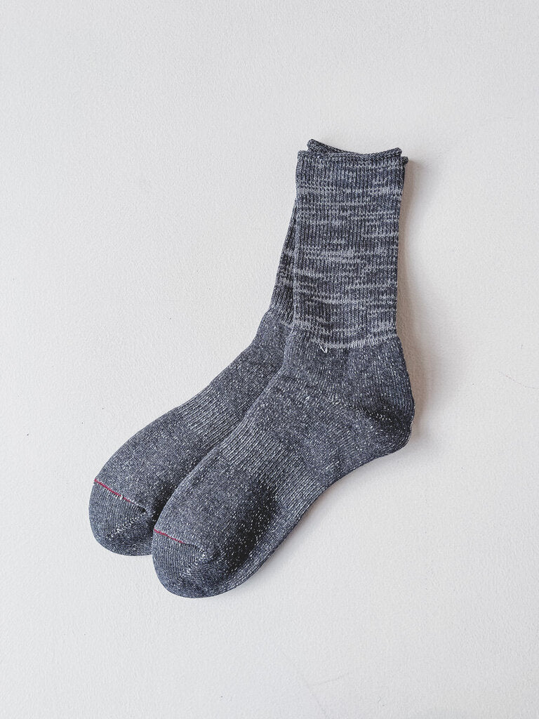 ROTOTO WASHI PILE CREW SOCKS IN DARK GRAY SIZE MEDIUM