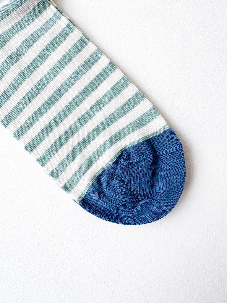 BONNE MAISON GREEN STRIPE SOCKS SZ 42-44