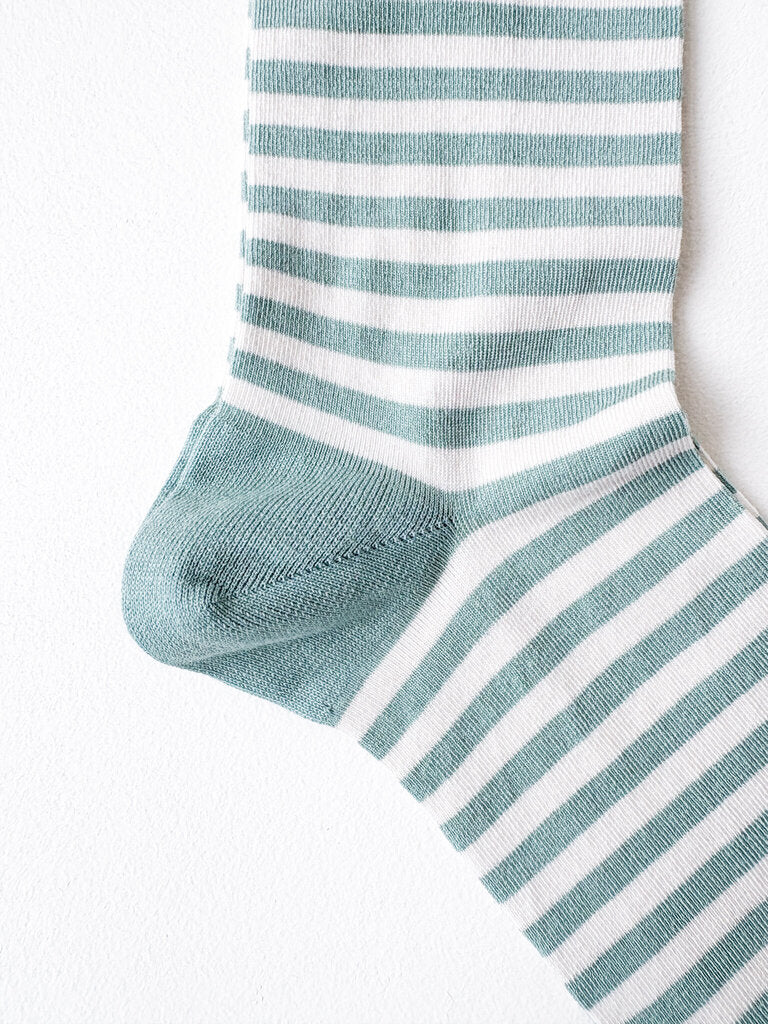BONNE MAISON GREEN STRIPE SOCKS SZ 42-44