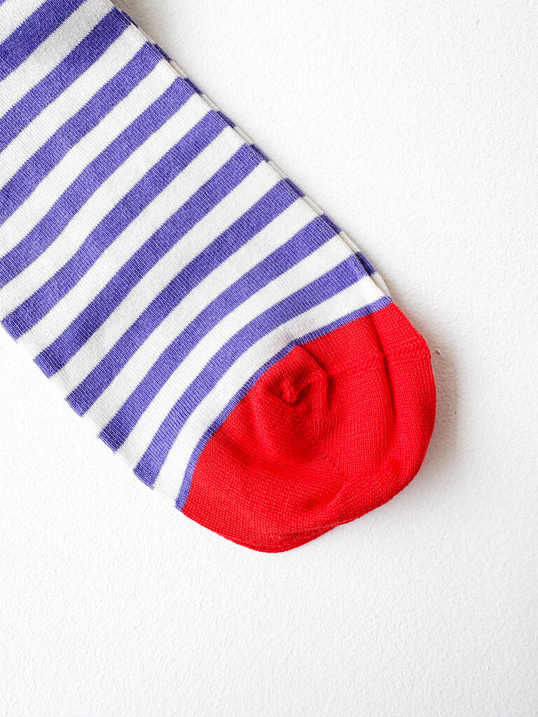BONNE MAISON PURPLE STRIPE SOCKS SZ 42-44