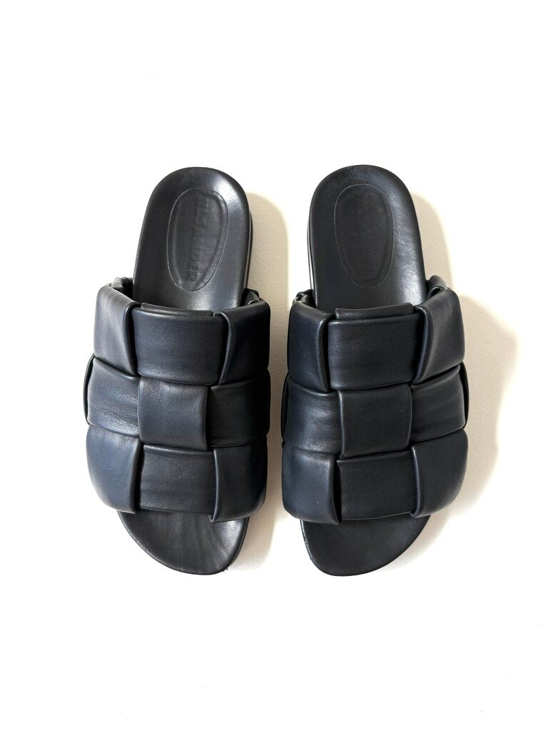 JIL SANDER WOVEN LEATHER SLIDES SIZE 37