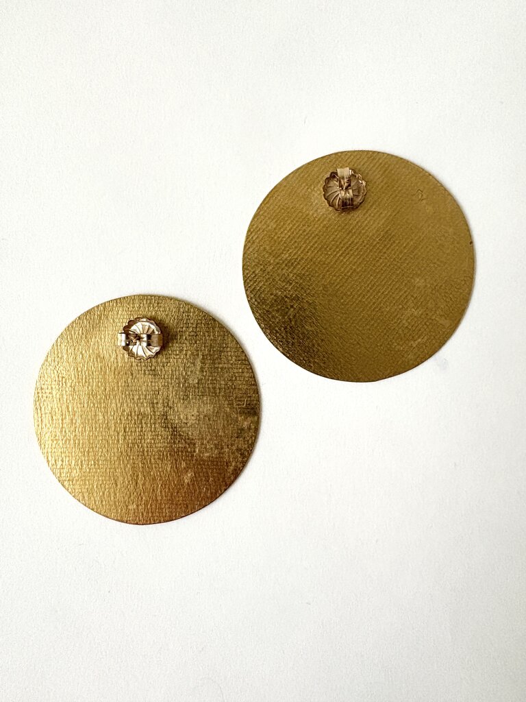 ANNIE COSTELLO BROWN LARGE DISC EARRINGS