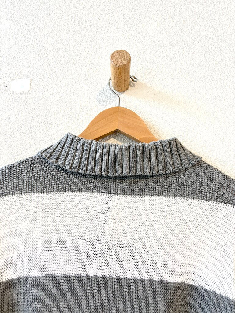 THOM BROWNE STRIPED COTTON POLO SWEATER SIZE 4