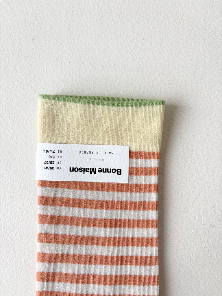 BONNE MAISON PEACH STRIPE SOCKS SIZE 36-38