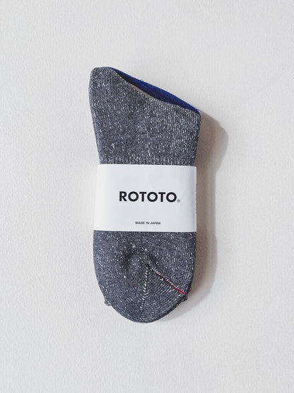 ROTOTO WASHI PILE CREW SOCKS IN DARK GRAY SIZE MEDIUM