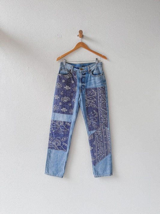 B SIDES BANDANA PATCHED JEANS SIZE 26