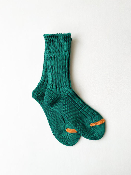 ROTOTO CHUNKY RIBBED CREW SOCKS IN GREEN SIZE MEDIUM