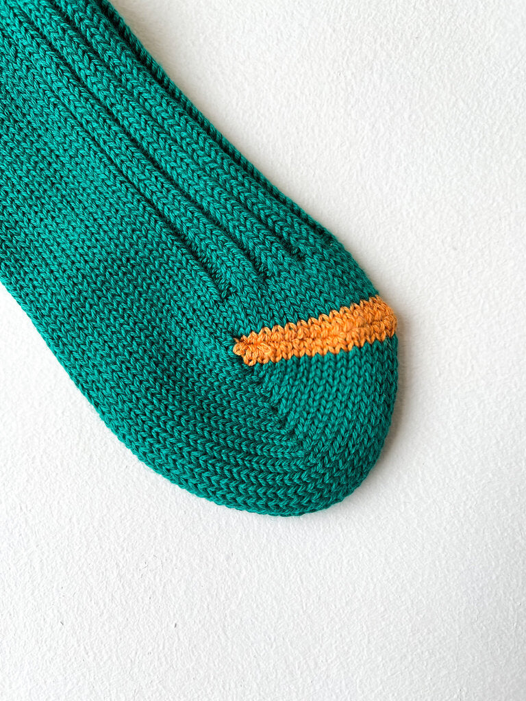 ROTOTO CHUNKY RIBBED CREW SOCKS IN GREEN SIZE MEDIUM