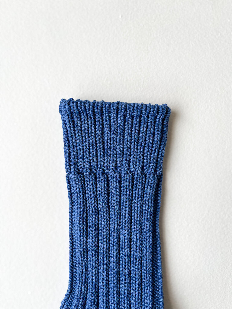 ROTOTO CHUNKY RIBBED CREW SOCKS IN SMALT BLUE SIZE SMALL