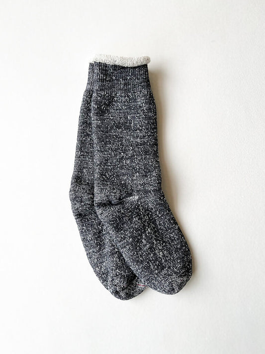 ROTOTO DOUBLE FACE CREW SOCKS IN CHARCOAL SIZE MEDIUM