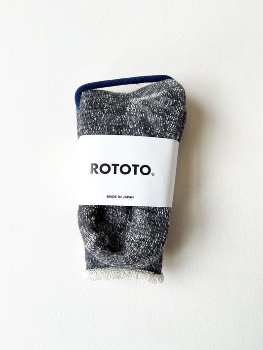 ROTOTO DOUBLE FACE CREW SOCKS IN CHARCOAL SIZE SMALL