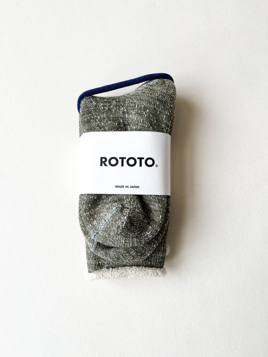 ROTOTO DOUBLE FACE CREW SOCKS IN ARMY GREEN SIZE SMALL