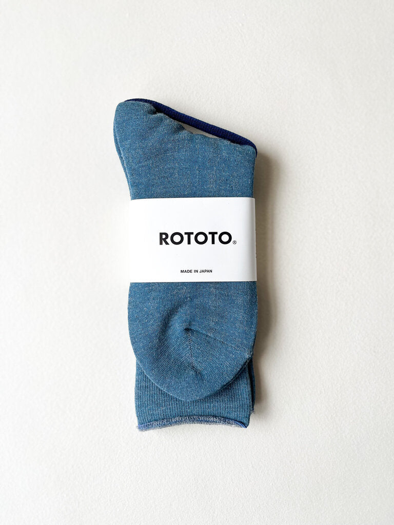 ROTOTO CITY SOCKS IN LIGHT BLUE/GRAY IN SIZE SMALL