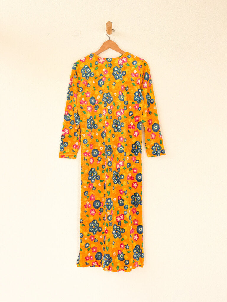 KENZO MARIGOLD VELVET PRINT DRESS SIZE MEDIUM