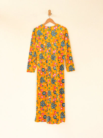 KENZO MARIGOLD VELVET PRINT DRESS SIZE MEDIUM