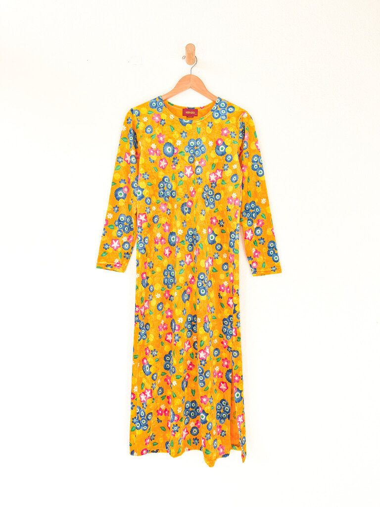 KENZO MARIGOLD VELVET PRINT DRESS SIZE MEDIUM