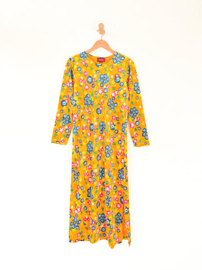 KENZO MARIGOLD VELVET PRINT DRESS SIZE MEDIUM