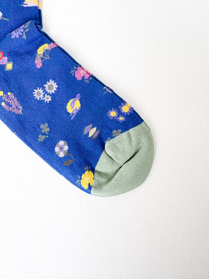 BONNE MAISON BLUE FLORAL SOCKS SZ 39-41