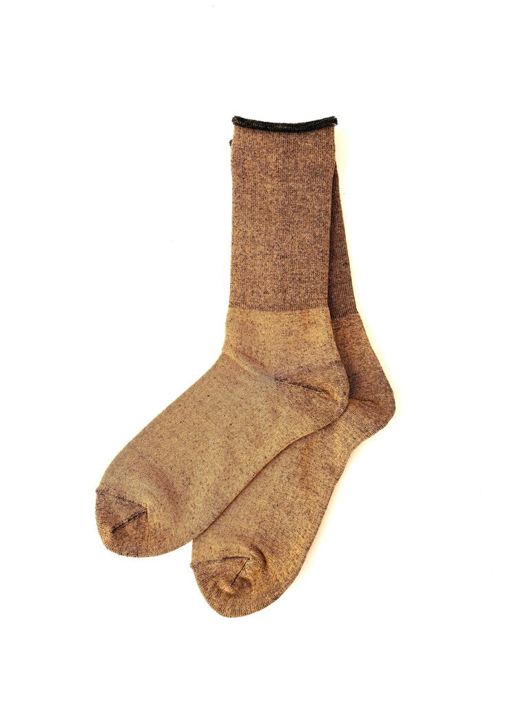 ROTOTO CITY SOCKS IN YELLOW BROWN IN SIZE SMALL