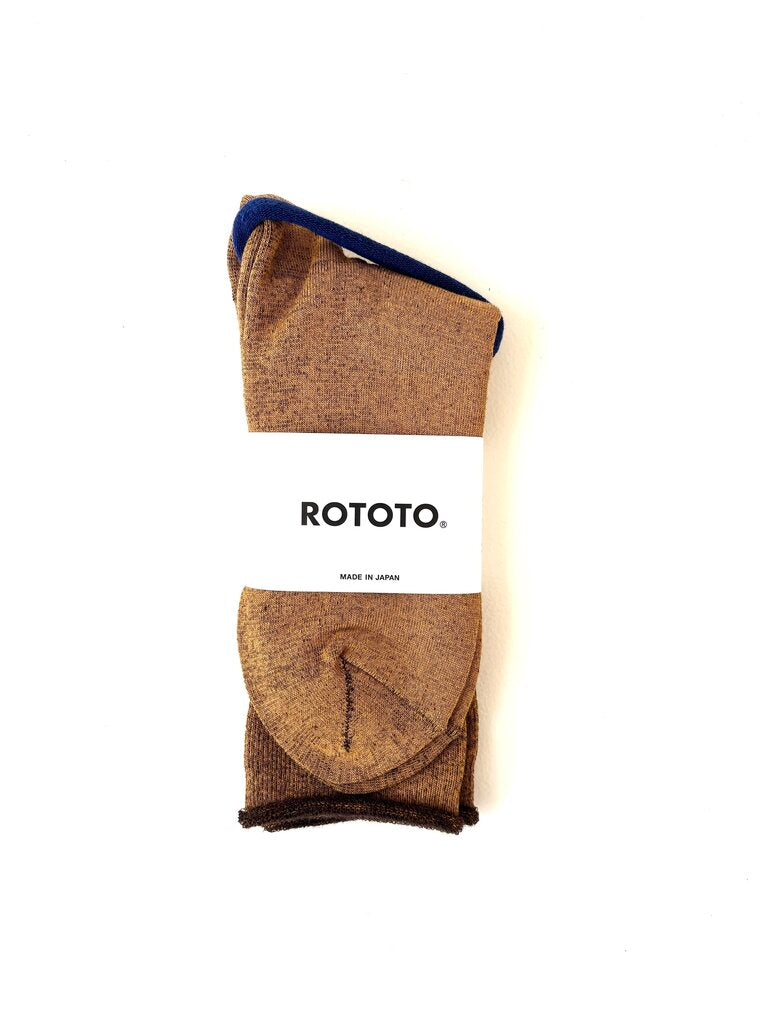 ROTOTO CITY SOCKS IN YELLOW BROWN IN SIZE MEDIUM