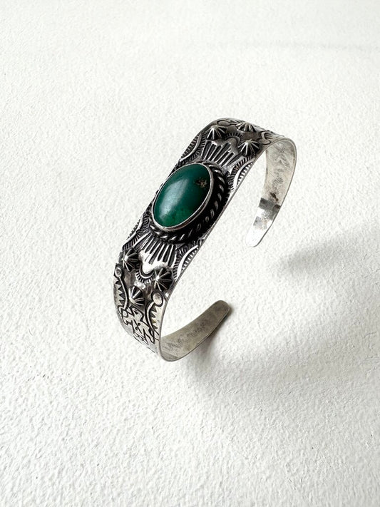 VINTAGE FRED HARVEY SILVER AND TURQUOISE BRACELET