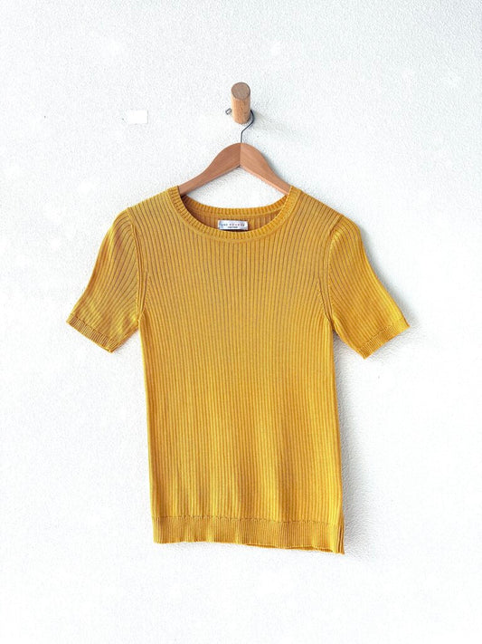 UNE HUERES RIBBED SILK TOP SIZE MEDIUM