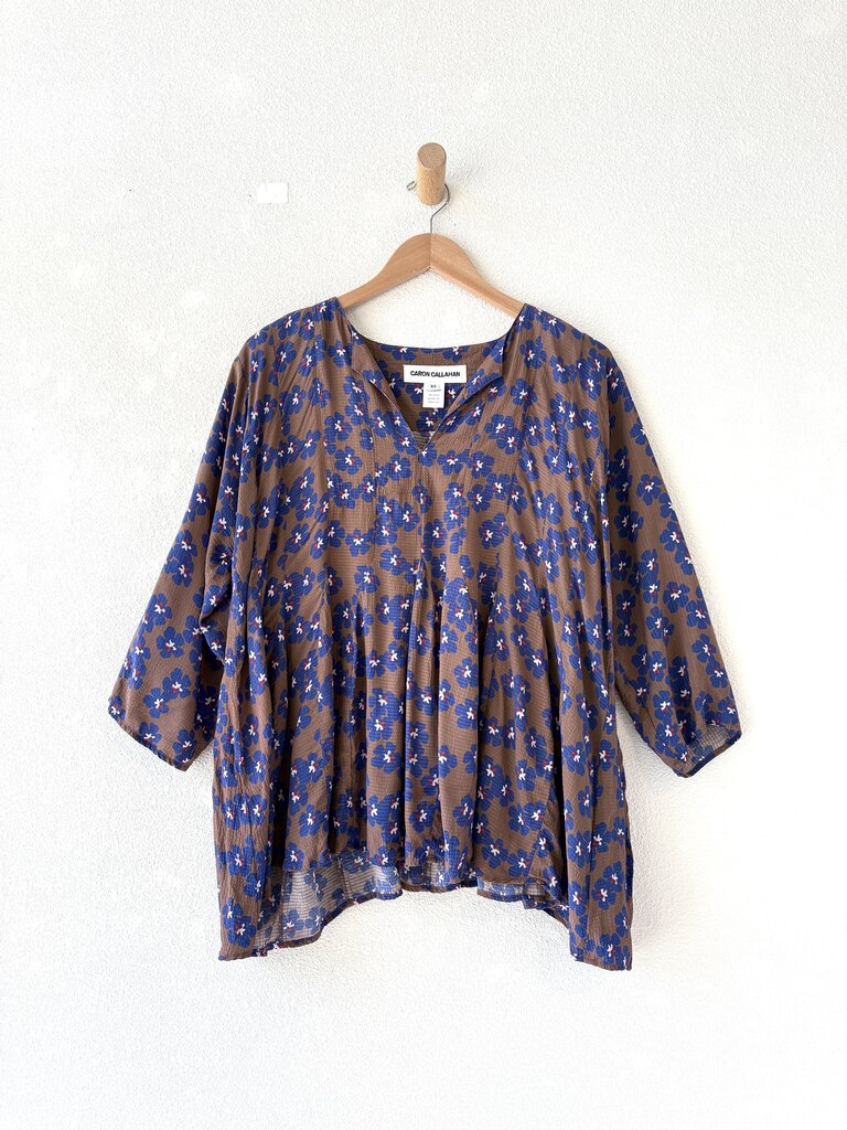 CARON CALLAHAN FLOWER PRINT 'ARIA' TOP SIZE XLARGE