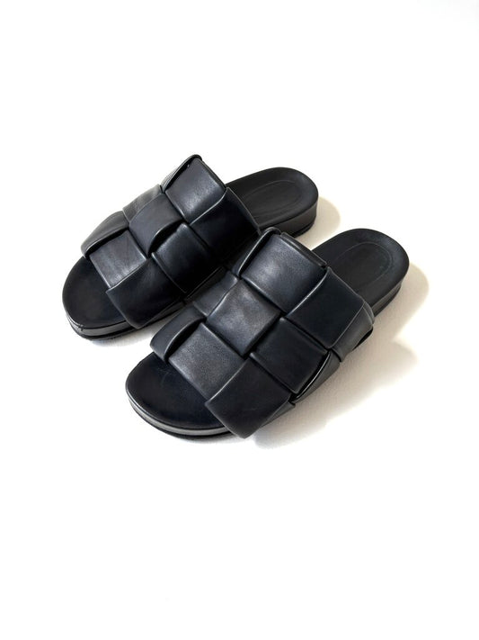 JIL SANDER WOVEN LEATHER SLIDES SIZE 37
