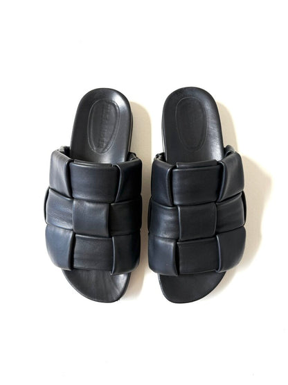 JIL SANDER WOVEN LEATHER SLIDES SIZE 37