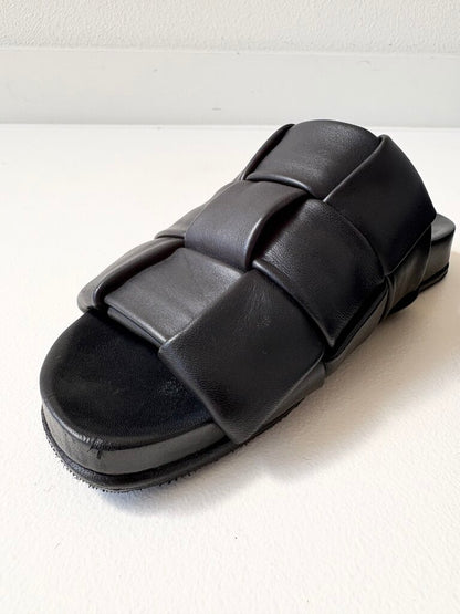JIL SANDER WOVEN LEATHER SLIDES SIZE 37