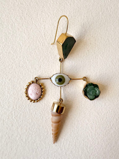 GRAINNE MORTON 'EYE CROSS DROP EARRINGS'