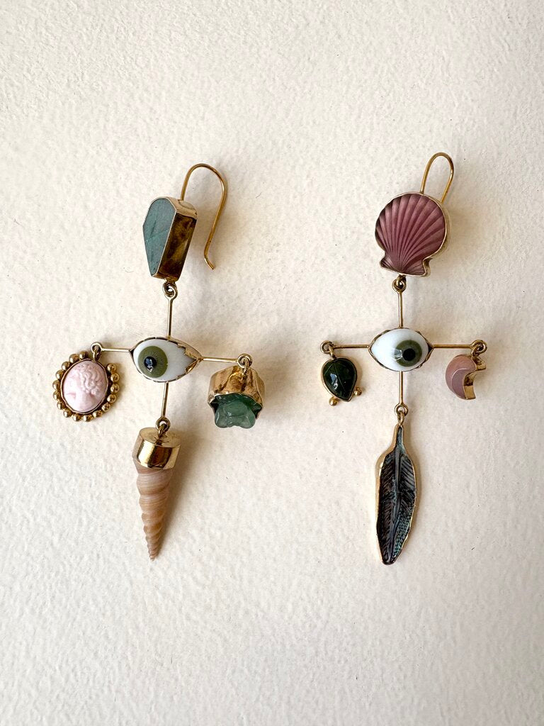 GRAINNE MORTON 'EYE CROSS DROP EARRINGS'
