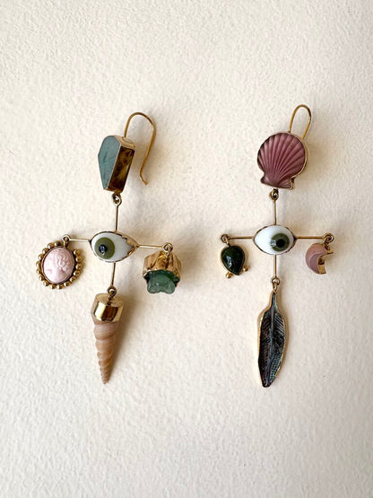 GRAINNE MORTON 'EYE CROSS DROP EARRINGS'