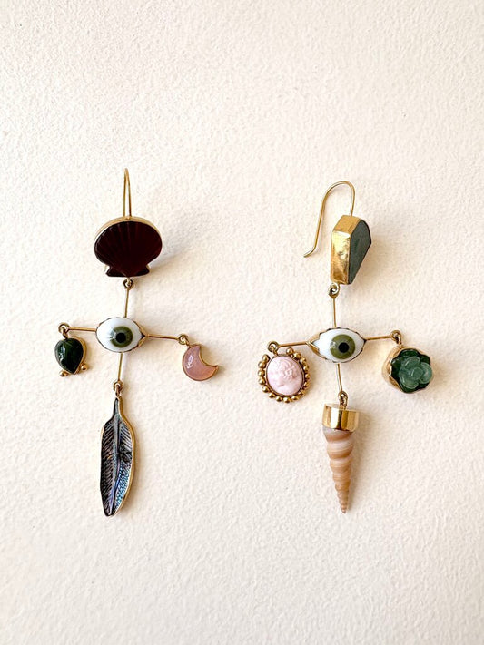 GRAINNE MORTON 'EYE CROSS DROP EARRINGS'