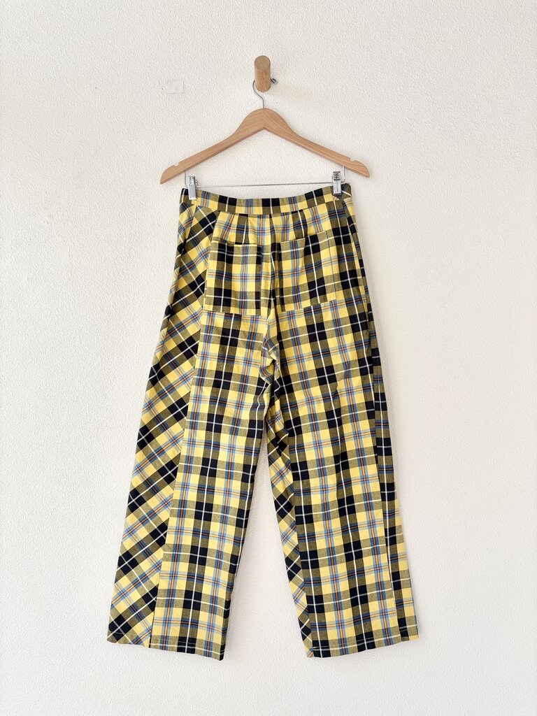 COLLINA STRADA PLAID COTTON PANTS SIZE MEDIUM