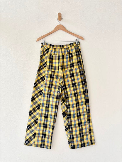 COLLINA STRADA PLAID COTTON PANTS SIZE MEDIUM