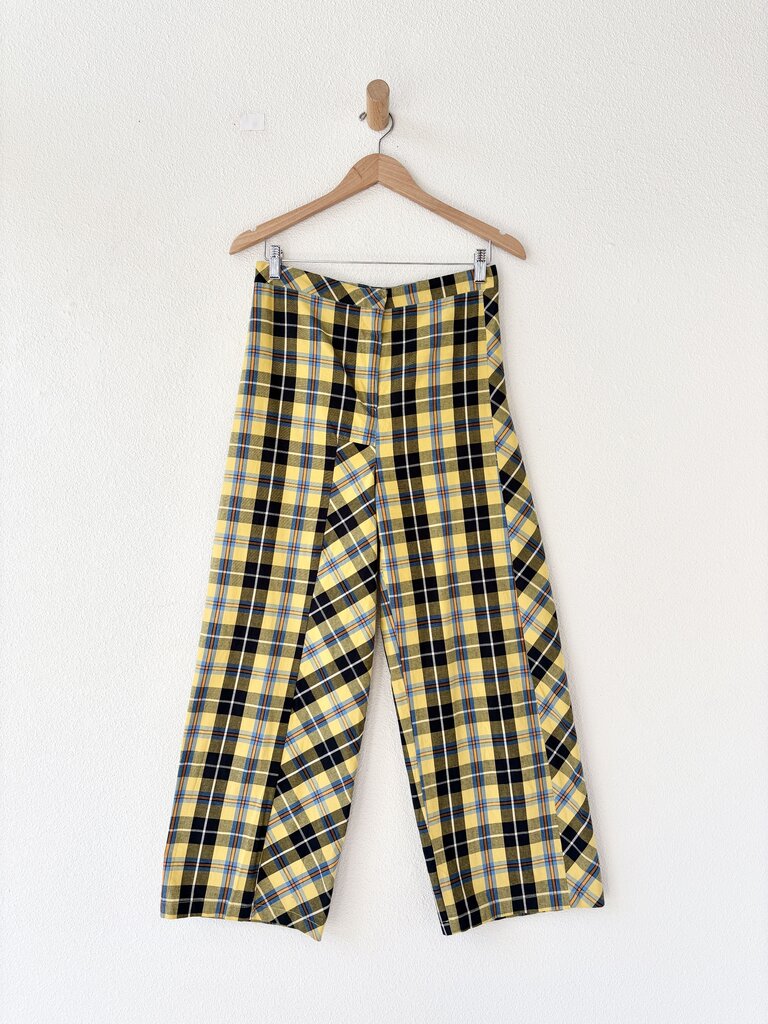 COLLINA STRADA PLAID COTTON PANTS SIZE MEDIUM