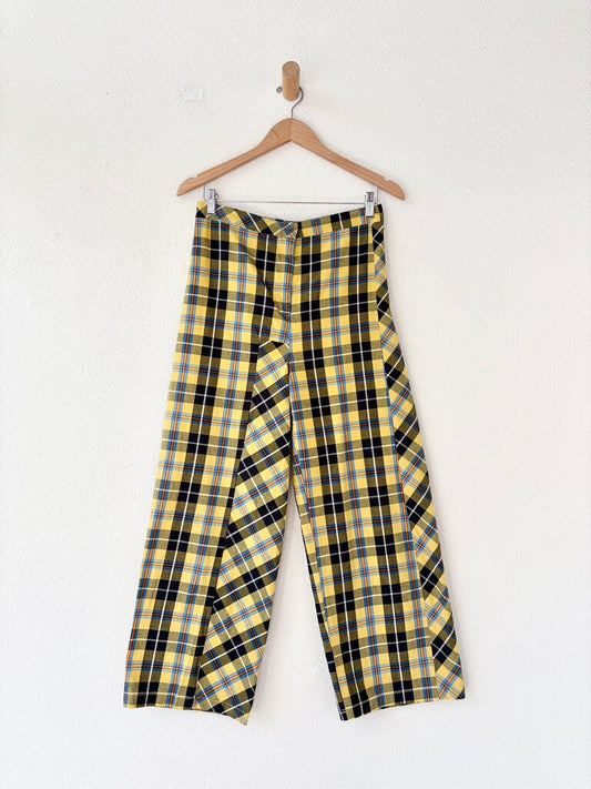 COLLINA STRADA PLAID COTTON PANTS SIZE MEDIUM