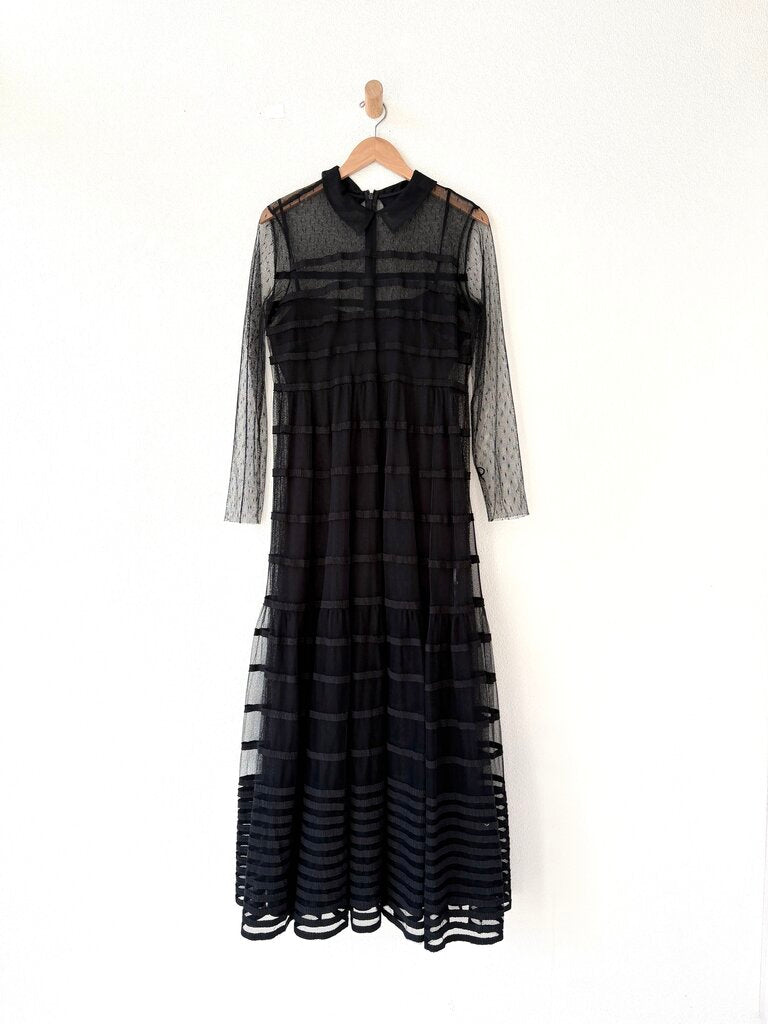 RED VALENTINO MESH TIERED DRESS SIZE MEDIUM