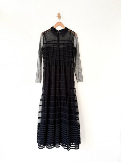 RED VALENTINO MESH TIERED DRESS SIZE MEDIUM