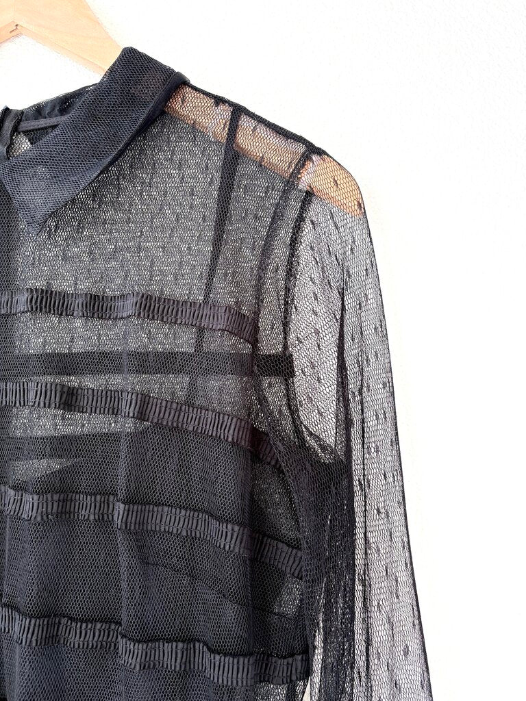 RED VALENTINO MESH TIERED DRESS SIZE MEDIUM