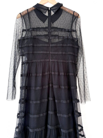 RED VALENTINO MESH TIERED DRESS SIZE MEDIUM