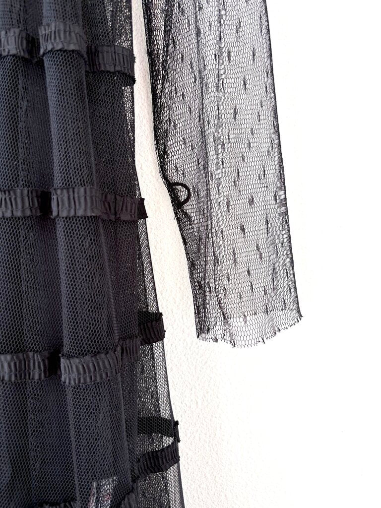 RED VALENTINO MESH TIERED DRESS SIZE MEDIUM