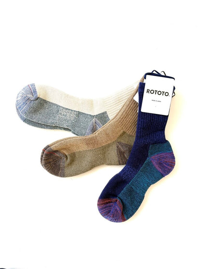 ROTOTO MERINO PILE SOCKS IN NATURAL SIZE LARGE