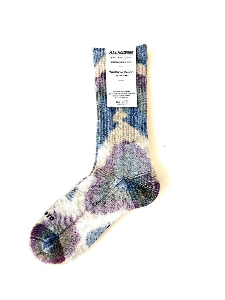 ROTOTO ALL ROUNDER MERINO CREW BLUE TIE DYE SIZE SMALL