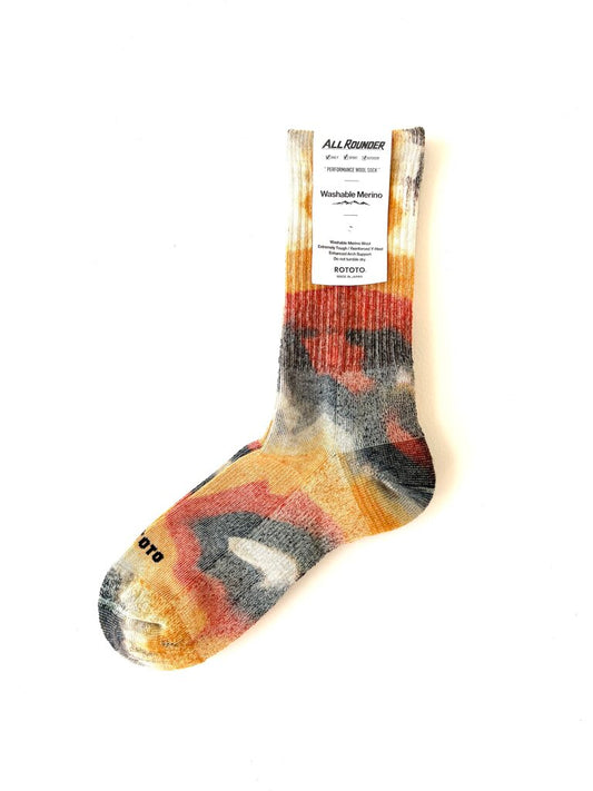 ROTOTO ALL ROUNDER MERINO CREW ORANGE TIE DYE SIZE SMALL