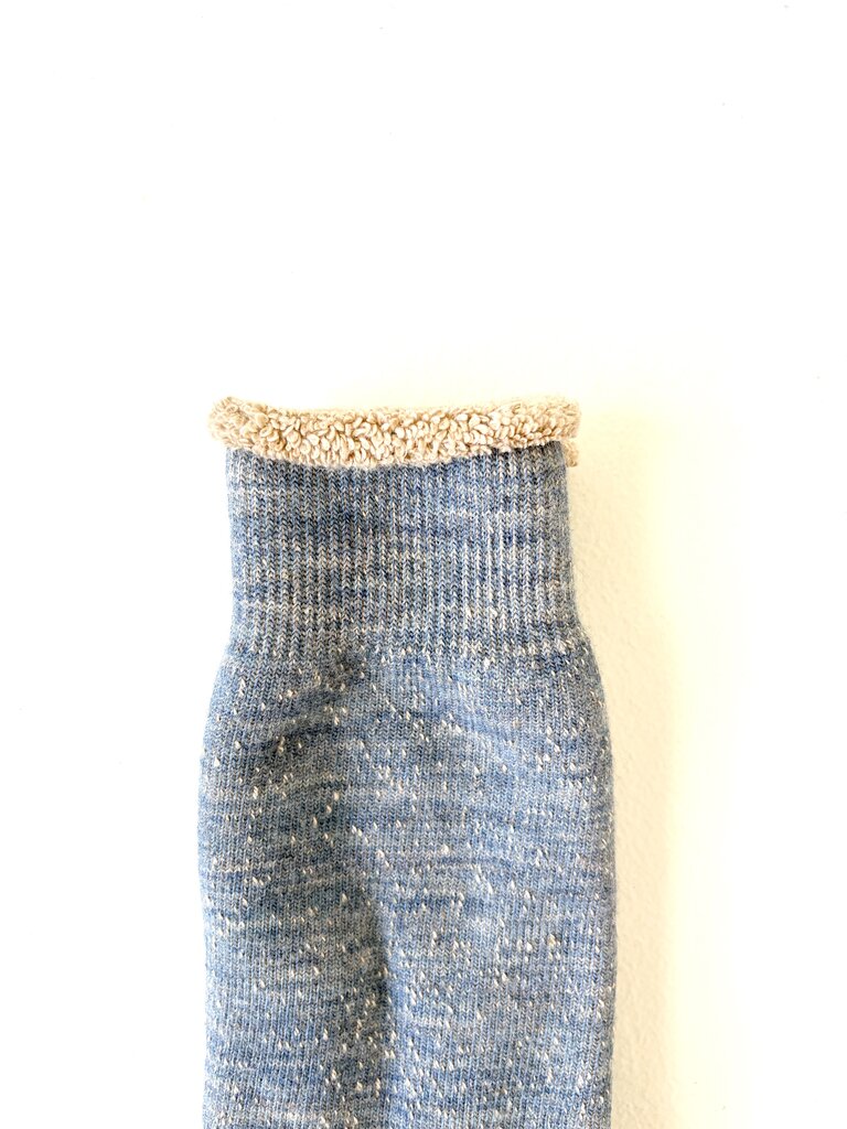 ROTOTO DOUBLE FACE CREW IN BLUE BROWN SIZE MEDIUM