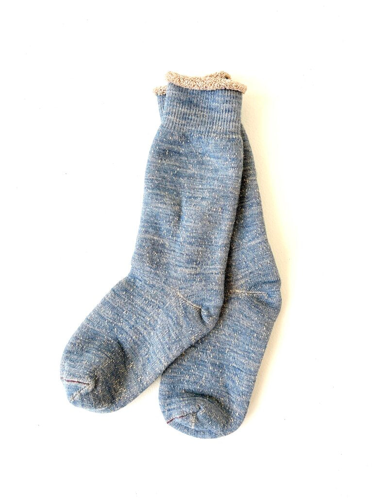 ROTOTO DOUBLE FACE CREW IN BLUE BROWN SIZE MEDIUM