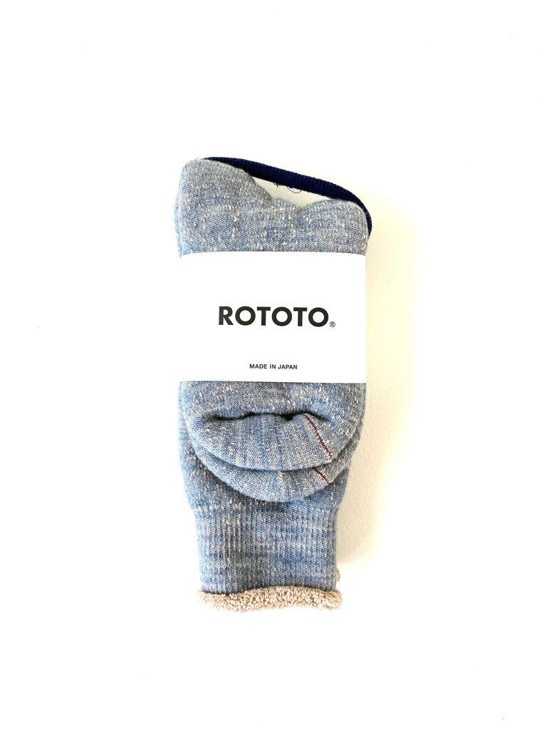 ROTOTO DOUBLE FACE CREW IN BLUE BROWN SIZE LARGE