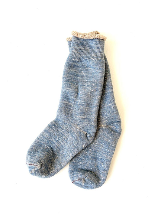 ROTOTO DOUBLE FACE CREW IN BLUE BROWN SIZE LARGE